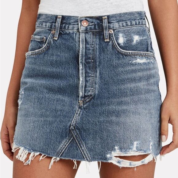 AGOLDE Quinn High Rise Mini Denim Skirt Size 26 - Picture 1 of 8